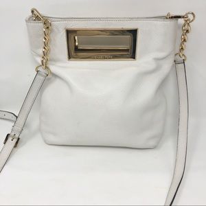 Michael Kors white leather chain crossbody bag